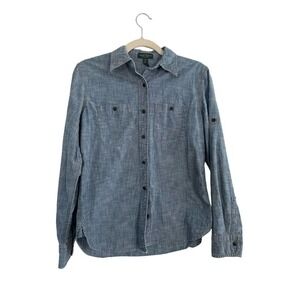 Women’s Lauren Ralph Lauren Denim Button Up Shirt Size Medium Petite